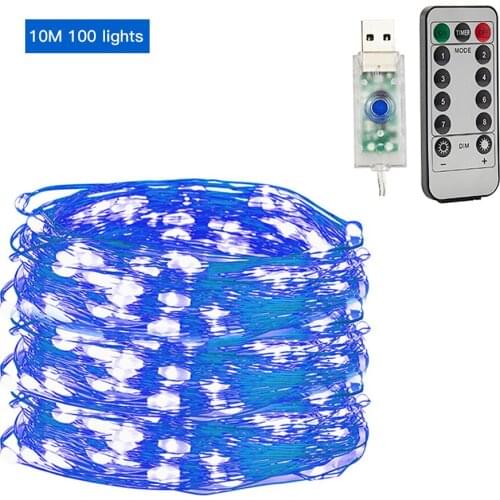 50/100/200 LED Copper Wire String Lights USB Plug-in Fairy Lights With Remote 8 Modes Lights Watertight Remote Control Timer