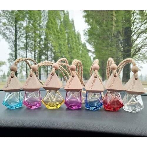 Car Perfume Glass Clear Refillable Car Fragrance Hanging Empty Bottle Auto Interior Decoration Car Interior Accessories