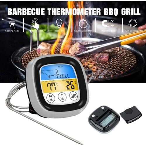 Wireless Meat Thermometer Digital Touchscreen Food Barbecue BBQ Thermometer Grill Smoker With Timer Alert Cook Oven Accessories