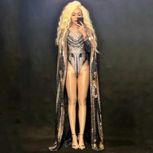 Shiny Black Rhinestone Zentai Dance Costume Body Sexy Woman Nightclub Costume Gogo Party DS Bar Dj Singer Stage Costume DJ280