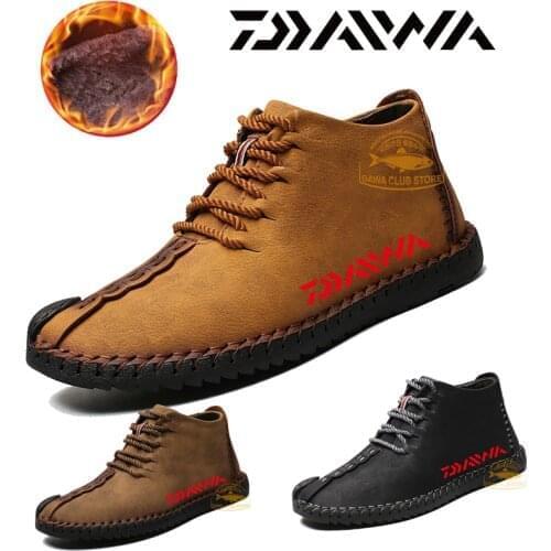 2020 DAIWA Fishing Shoes Mens Leather Comfort Fishing Warm Non-slip Martin Boots Mountaineering Wear-resistant Casual Shoes
