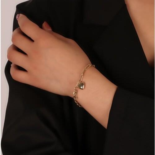 316L Stainless Steel Vintage Lovers Heart Key Charm Asymmetry Splice Chain Bracelets For Men Women Fashion Trend Fine Jewelry