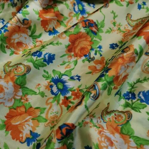 Handmade Floral Satin Fabric Soft Satin Material DIY Lining Craft Tilda Doll Glossy Polyester Charmeuse Fabric