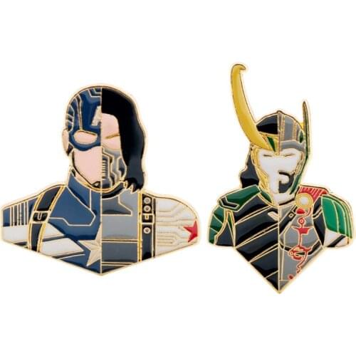 Disney Marvel Legends Avengers Thor Rocky Captain America Winter Soldier Cartoon Brooch Shield Winter Hammer Base Cp Badge Pin