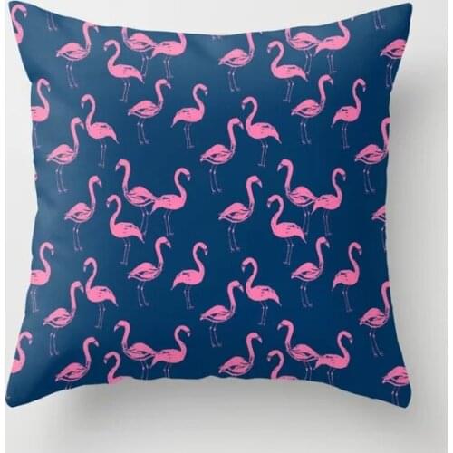 Classical custom Flamenco printed modern watercolor girly cute navy blue tropical island summer animal sofa Throw Pillow case