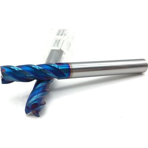 1PC 8mm End Mill Extra HRC65 4Flute 150mm 100mm 75mm Solid Carbide Fat End Mills Straight Shank Blue Coated Milling Cutter Tool