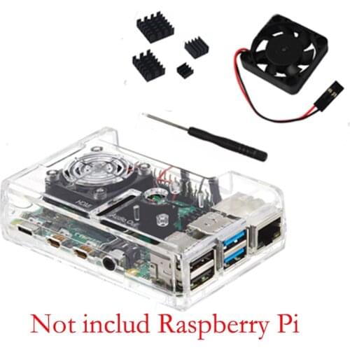 Raspberry Pi 4 Model B Black/Transparent ABS Case With Heatsink Cooling Fan
