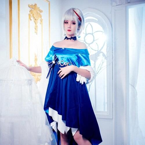 Hot Game Azur Lane Admiral Graf Spee Cosplay Costume Blue Dress for Halloween Christmas Party Masquerade Anime Shows