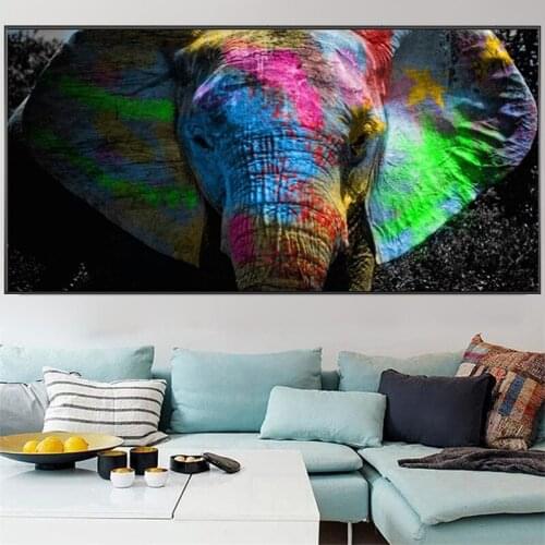 Colorful African Elephant Graffiti Art Canvas Paintings on The Posters and Prints Animals Wall Art Pictures Kids Room Decoration