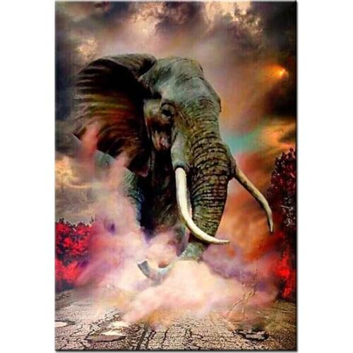 Square Round Diamond Embroidery Full Display Animal Diy Diamond Painting Elephant Cross Stitch Animal Mosaic Home DecorZP-3163