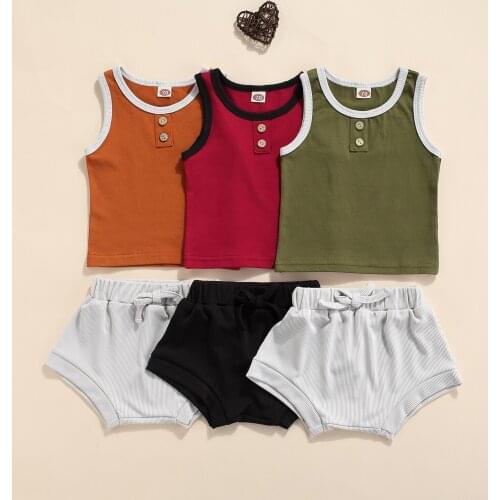 Toddler Baby Boy Girl Summer Outfit Sleeveless Tank Top Shorts Pants 2 Piece Toddler Boy Casual Clothes Set