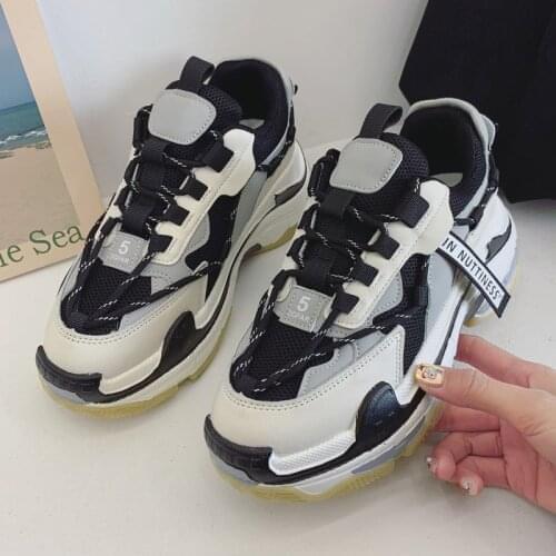 Chunky Sneakers Womens Female Fashion Sneakers Lace-up Basket Femme Dad Platform Breathable Mesh Sneakers for Women