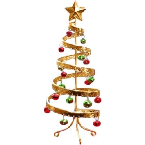 Nordic Style Metal Christmas Tree w/ Small Bells Top Star Home Centerpiece