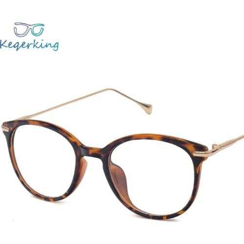 Fashion Round Frame Glasses Leopard Frames Eye Glasses Men Women Brand Design High Quality Retro Transparent Eyeglasses HA-84