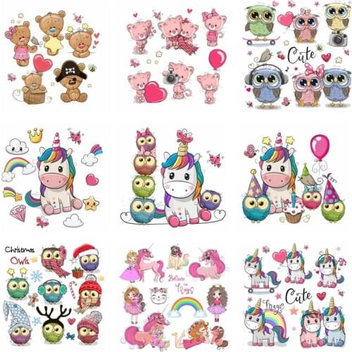 Cartoon Animal Patch Cute Rabbit Iron On Transfers For Clothing DIY Thermo-Sticker Unicorn Appliques Heat-Sensitive On Clothes