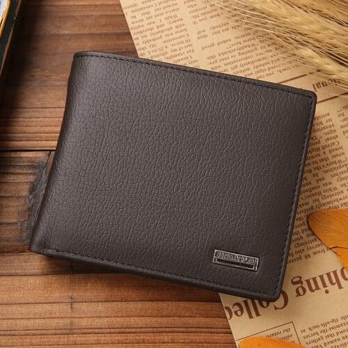 100% Genuine Leather Men Wallets Premium Product Real Cowhide Wallets for Man Short Black Wallet Card Holder Portefeuille Homme