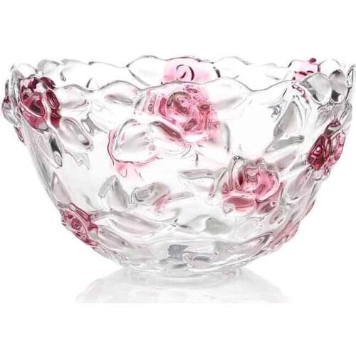 Rose Flower Set Gift Fruit Plate Fruit Plate Fashion Creative Glass Crystal Fruit Plate European Fruit Bowl Candy Plate