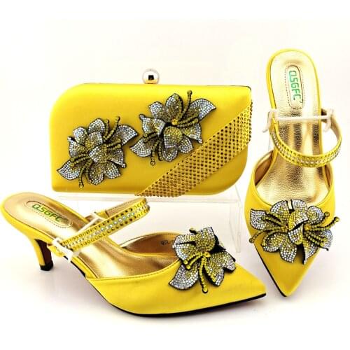 Doershow Italian Shoe and Bag Set New Shoes and Bag Set In Italy yellow Color Italian Shoes with Matching Bags! HGO1-16