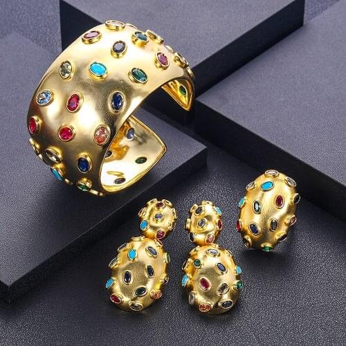 Janekelly Famous Brand Bling Sequins Luxury Africa Dubai Jewelry Sets For Women Wedding Party Zircon Wedding Bridal Jewelry Set