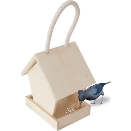 Wooden Bird Nest Hanging Bird House Natural Wooden Bird Cage Resting Place Wall-Mounted Outdoor Birdhouse Wooden Box For Outdoor