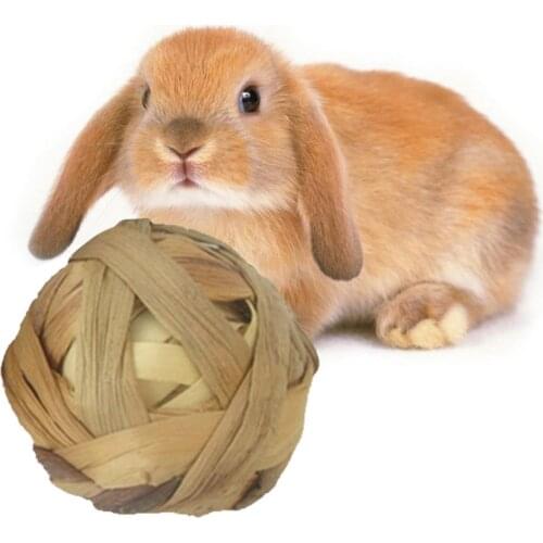 Natural Grass Braided Ball Rabbits Toys Hamster Roller Chew Toys For Guinea Pigs Rat Parrot Small Pet Animals Molars Toy