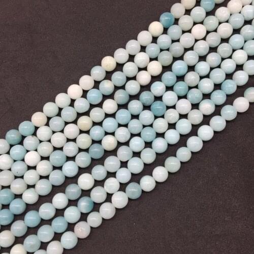 Natural Blue Amazonite Stone Beads Round Spacer Loose 4 mm 6 mm 8 mm For DIY Jewelry Making A Quality
