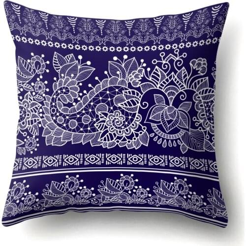 National Style Pattern Cushion Cover for Sofa Seat Bedroom Decorative Polyester Pillowcase Retro Home Living Room Decor 45x45cm