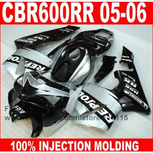 7gifts ABS Injection Molding fairings parts for HONDA CBR 600RR 2005 2006 CBR600RR 05 06 black silver road fairing kits