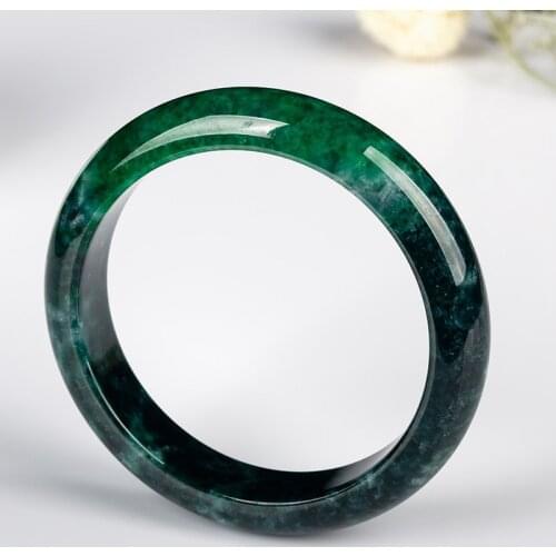 Send Certificate Pure Myanmar Jade A-Class 53mm-62mm Dark Green Bracelet Elegant Princess Bracelet Send Mom and Girlfriend
