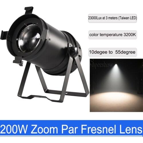 Par Can 200W COB Zoom PAR 64 LED Light Fixture Zoom DMX Stage Theatre Black Light