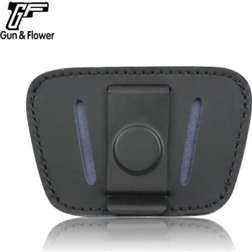 Gun&Flower Universal IWB OWB Ambidextrous Holster Conceal and Carry Leather Pouch Case with Belt Clip