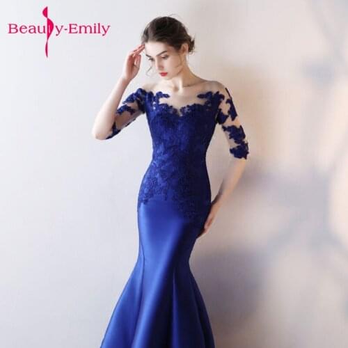 Beautiful Lace Long royal blue Prom Dress Vestido de Festa Floor Length Party Gown Evening Dress Mermaid Prom Dresses 2018