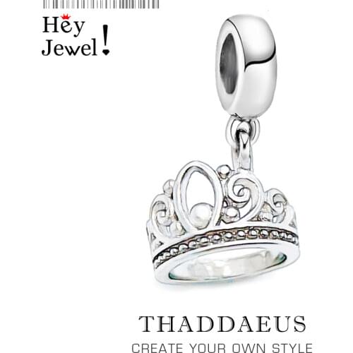 Charm Pendant Princess Crown 2019 Spring Fashion Gift For Jewelry Making Genuine 925 Sterling Silver Fit Bracelets & Necklace