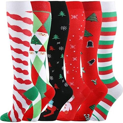 Christmas Compression Socks 6 Pairs Per Set Christmas Sport Sock Christmas Gift
