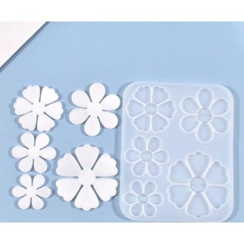 Crystal Epoxy Resin Mold Five Petals Listing Pendant Silicone Mould DIY Crafts Flower Jewelry Making Tool W0YA