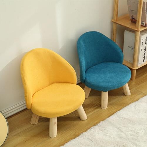 Nordic Style Foot Stool Modern Simplicity Furniture Low Stool Living Room Footstool Solid Wood Cotton And Linen Material Chair