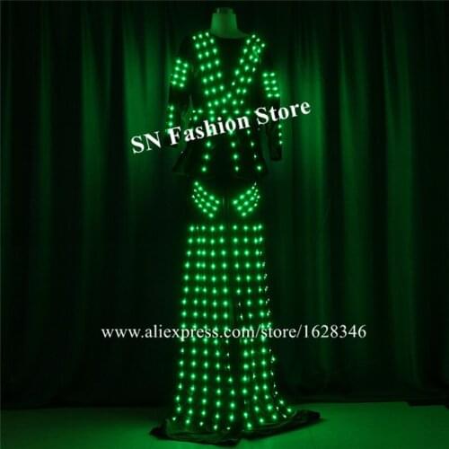 TC-210 Programmable full color led costumes stilts women dress robot suit dresses perform wears colorful luminous clothe RGB led