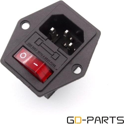 GD-PARTS 1PC ICE320 C14 Power Socket Receptable Inlet With Fuse Holder Red Light On-Off Rocker Switch CCC CE