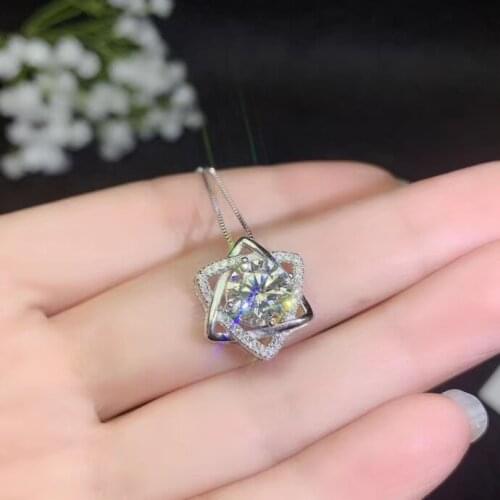 2 carat flashing moissanite gem necklace, flashing better than diamond birthday party gift 925 sterling silver shiny gem