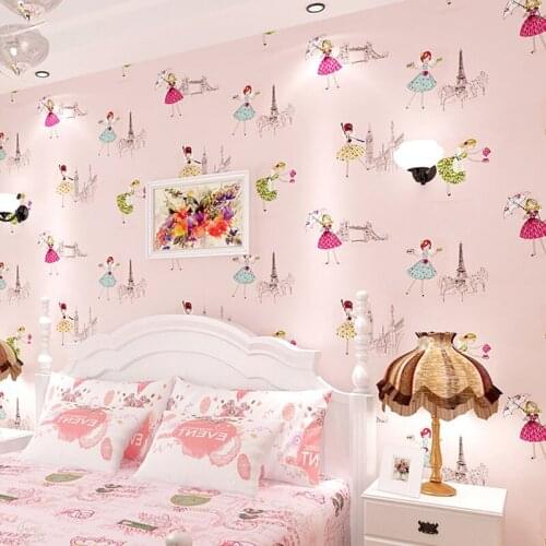 3D Non-woven Printed Wallpaper For Kids Room Ballet Girls Cartoon Mural Wall Paper TV Background Wallpaper Wall Covering Roll