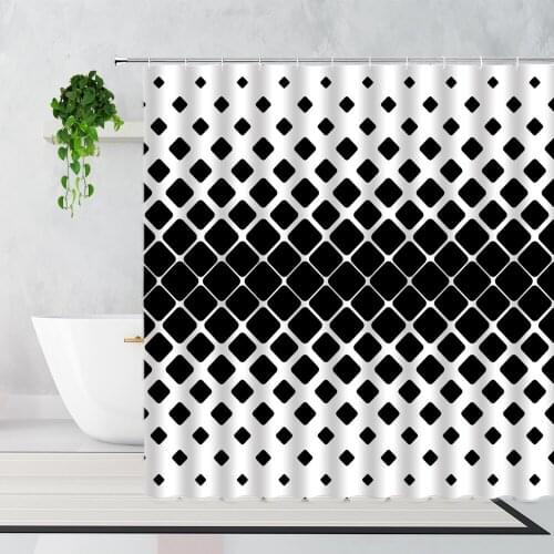 3D Black White Geometric Shower Curtain Creative Simple Home Decoration Background Cloth Waterproof Bath Curtains Set With Hooks