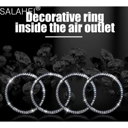 4 PCs/set Car Diamond Air Vent Outlet Decorative Rings Trims For Audi A3 S3 8V 2012-2015 Accessories AC Vent Refit Trim Cover
