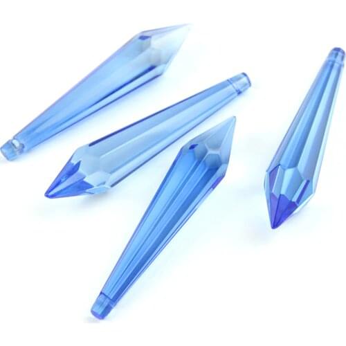 60mm 30units Light Blue Crystal Glass Chandelier Icicle Prism Shape Lamp/Lighting Parts For Garland Strand Chains