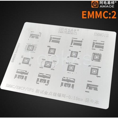 Amaoe Nand Flash EMMC EMCP UFS BGA Reballing Stencil 0.15mm for Motherboard IC CPU NAND Planting Tin Template Steel Mesh
