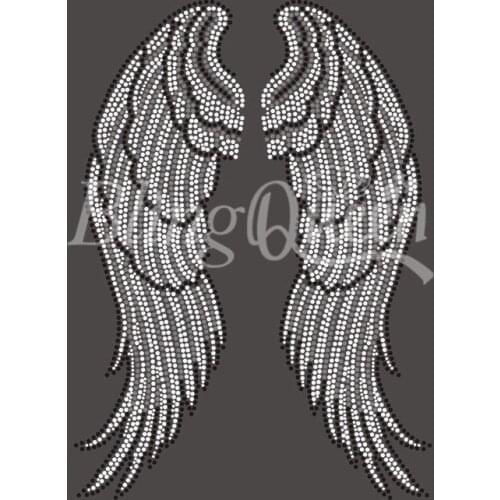 BlingQueen Free Shipping Korean Crystal Rhinestone Hot Fix Motifs Wings Design