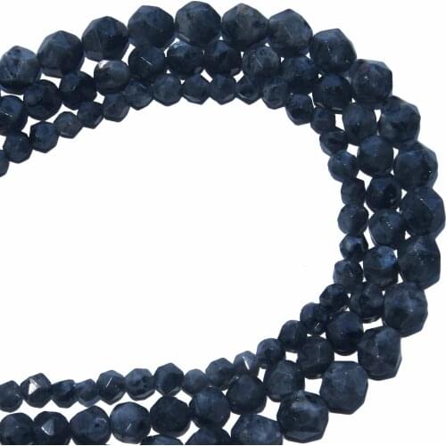 Faceted Natural Stone Black Labradorite Stone Loose Round Beads 6 8 10 MM Pick Size For Jewelry Making Diy Bracelet Necklace
