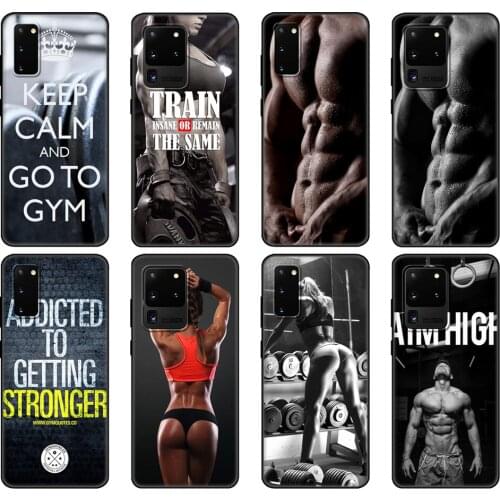 Black tpu Case For Samsung galaxy S20 /S20 PLUS/S20 ultra/S20+ /S20FE back cover Bodybuilding Gym Fitness Workout