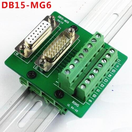 DB15 D Sub 15 Pin Terminal Block Breakout Board DIN Rail Type Dual Function