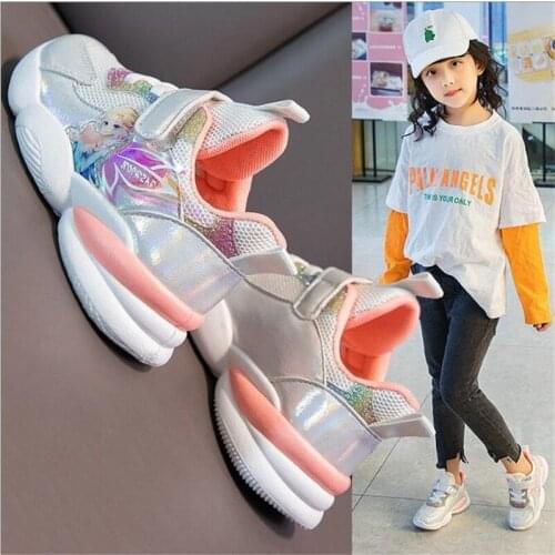 Spring new childrens sports shoes girls mesh breathable casual shoes running shoes girls' soft soled antiskid sports shoes