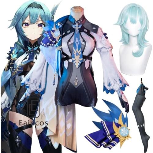 Genshin Impact Eula Cosplay Costume Anime Outfits Sexy Women Dress Halloween Carnival Girl Jumpsuit Uniforms